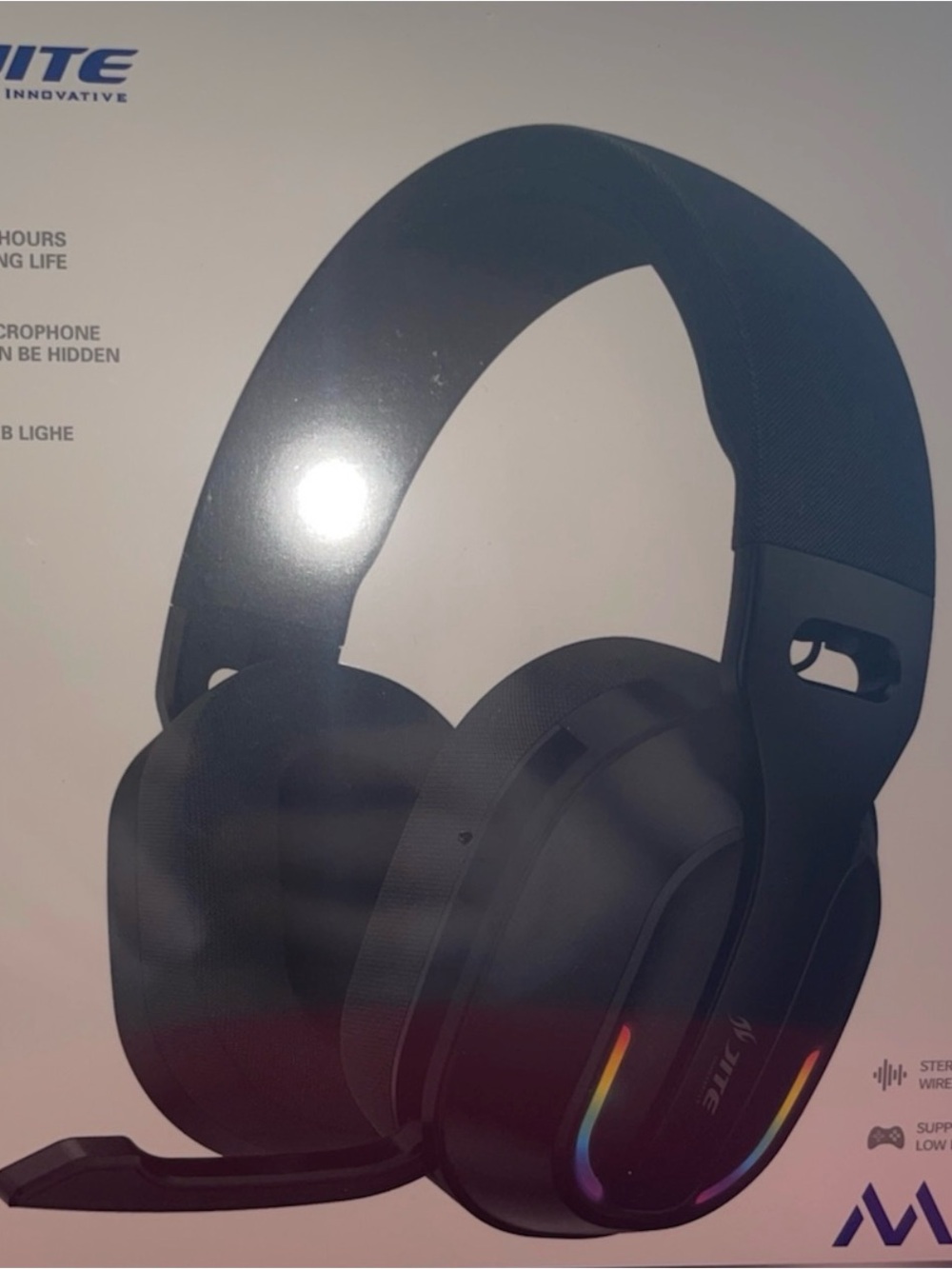 Wireless Stereo Gaming Headset RGB Bluetooth USB-C, With Mic-Black Low Latency